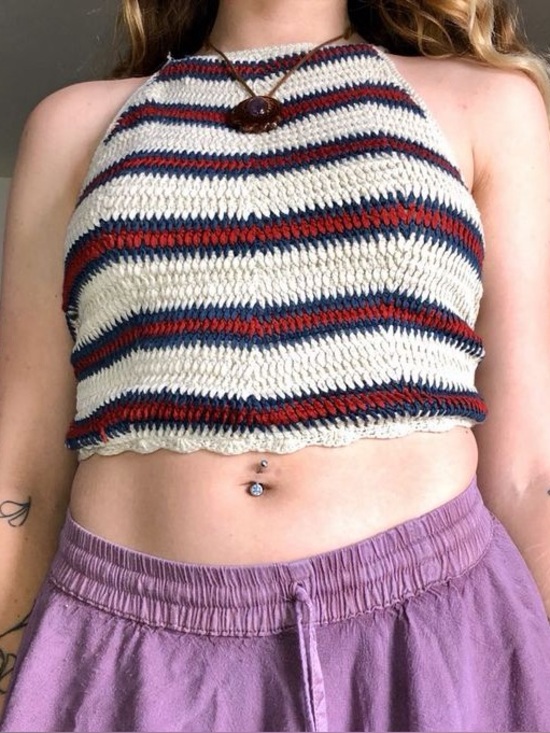 Charlotte Russe Tops - Charlotte Russe Striped Halter Knit Crop Top Size Medium